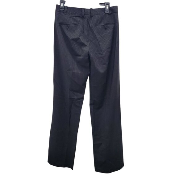 DKNY Womens Y2K Black Tan Pinstripe Wool Blend Flat Front Dress Pants Trousers 6 - Picture 7 of 7